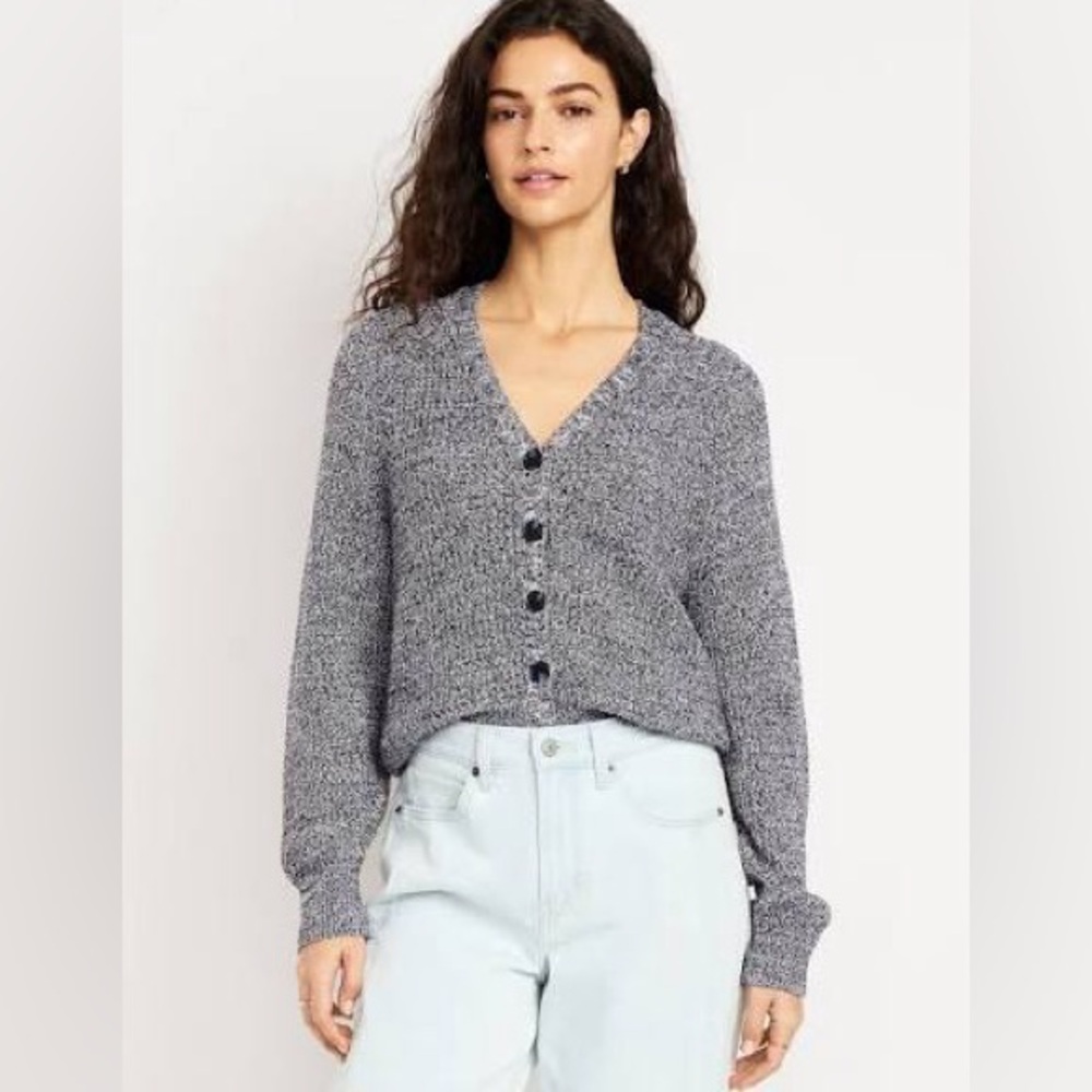 Old Navy Women's Black and White Button-Up Cardigan